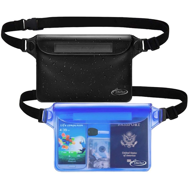 AiRunTech Waterproof Pouch with Waist Strap (2 Pack) | Beach