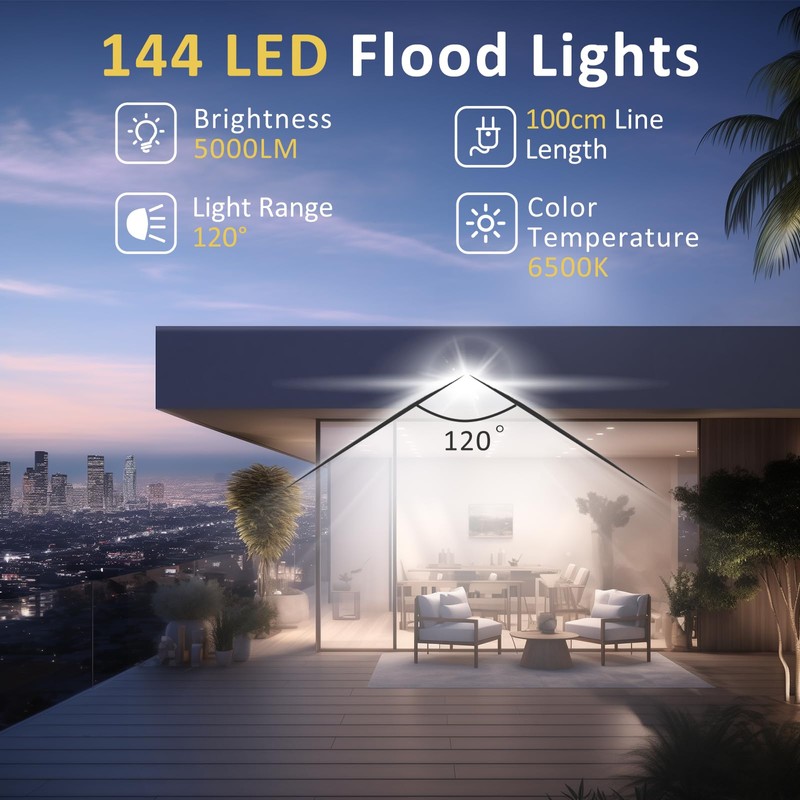 ZHPINGMX 100W LED Flood Light Outdoor, 10000LM Super Bright Floodlight