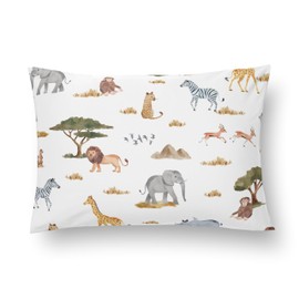 Sweet Jojo Designs Jungle Animals Boy Girl Unisex/Gender Neutral Toddler Pillow with Pillowcase 13 x 18 in. Small Airplane Travel Essentials Must Haves Sleeping Pets Kids Bed Wildlife Safari Animal