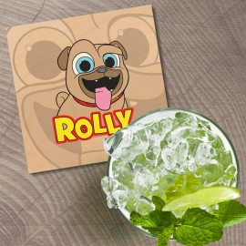 Unbranded Puppy Dog Pals Cartoon Rolly Head 4'' X 4'' Square Wooden Coaster