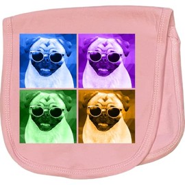 inktastic Pugs with Sunglasses Baby Burp Cloth Pink 424c6
