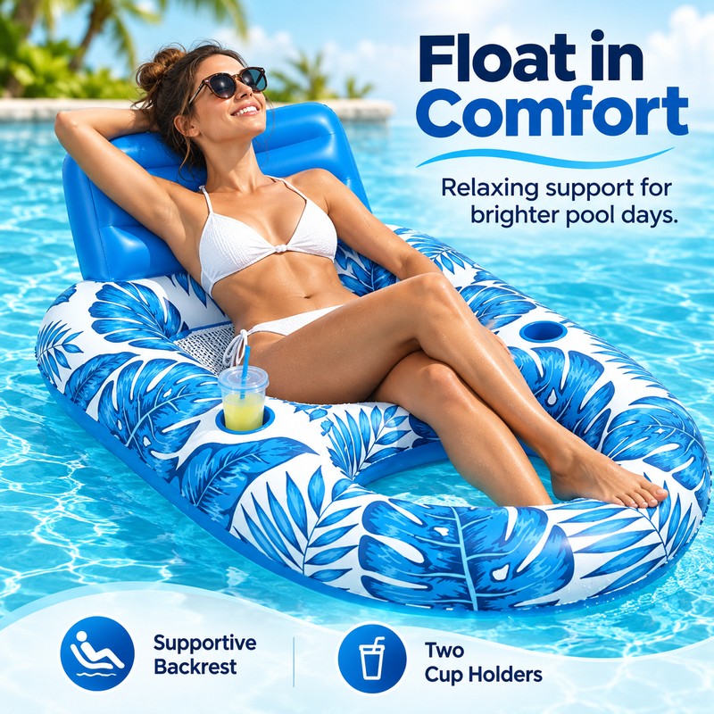 Inflatable Pool Lounger for Adults – Cooling Mesh Floating Chair