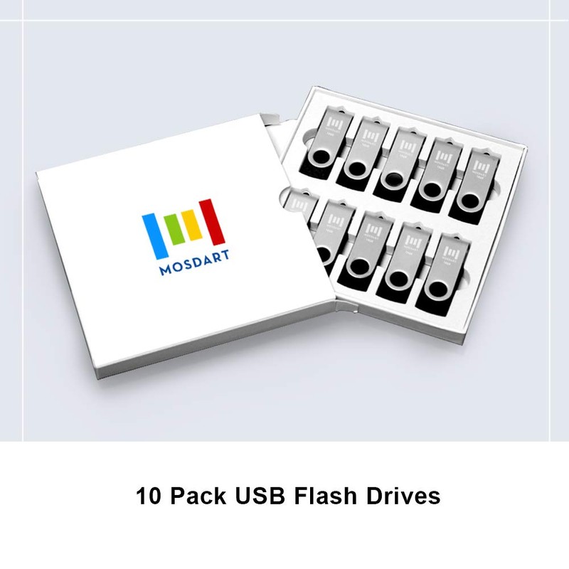 mosDART Paquete de 10 Flash Drives USB 2.0, Negro, 16GB