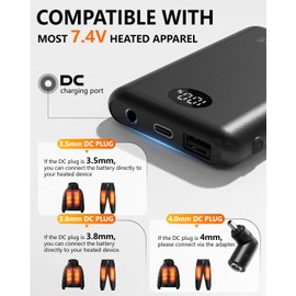 ColdBye Mini 𝟏𝟎𝟎𝟎𝟎𝐦𝐀𝐡 5V 2A/3A 7.4V/3A Heated Vest Battery Pack Compatible with Major Heated Clothing Brands, Ultra-Light Portable, USB, Type-C and DC Ports