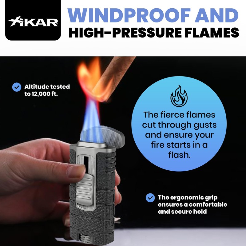 Xikar Tactical Triple Power Jet Flame Lighter, Engineered for Performance,