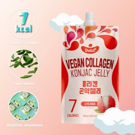DELIEF DELIEF Vegan Collagen Konjac Jelly (Lychee Flavor) 120g x 10 Packs C Low-Calorie Fruit Gel Snack, Plant-Based, 7 kcal per Pouch