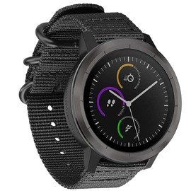 FINTIE Strap Compatible with Garmin Vivoactive 3 Music/Vivoactive 3/Venu/Vivomove HR/Luxe/Style/Forerunner 245/645 Music Smartwatch - Soft Nylon Replacement Band with Adjustable Closure, Black