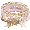 Caiyao 4pcs Butterfly Bohemian Beaded Stackable Stretch Bracelet Set Elastic