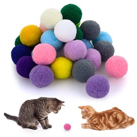 Molain Cat Toy Balls, Soft Cat Balls 1Inch Kitten Pom poms Ball Cat Play Toy Indoor Cats Interactive Pompon Ball Toy (30 Pieces)