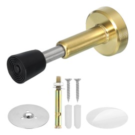 sourcing map Door Stoppers,1pcs 4.1" Stainless Steel Door Stoppers for Wall, Hydraulic Buffer Telescopic Door Stops with Rubber Tip for Bottom of Door (Brass)