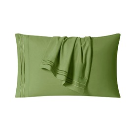 Clara Clark Pillow Cases King - Ultra Soft Pillow Cover, Lightweight Microfiber Pillow Cases Set of 2 - Envelope Closure Pillowcases, Calla Green.