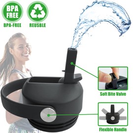 Straw Lid for YETI Rambler Bottle - 12 18 26 36 64 oz - Flexible Handle for Yeti Chug Cap Replacement Water Bottle Accessories Top Accessory-BPA Free