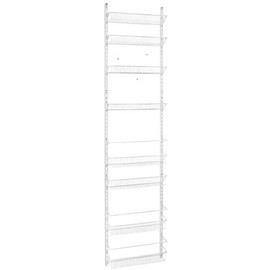 Jumbl Adjustable Wall Mounted 18 Inch Wide Hanging/Over the Door Dantry Organizer and Spice Storage Rack, White