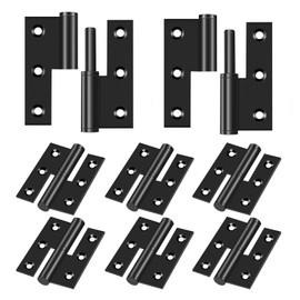 MOZCORN Lift Off Hinge 3IN Black Door Hinges,6 Pack,Right,Stainless Steel Hinge Removable,H-Shaped Hinge Repair Hardware for Indoor Outdoor DIY Projects,Heavy Duty