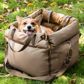 Small Dog Car Seat for Small Dogs, Portable Pet Carseat Detachable, Portable Waterproof Pet Carseat,Dog Booster Seat with Safety Clip-On Dogs Leash.