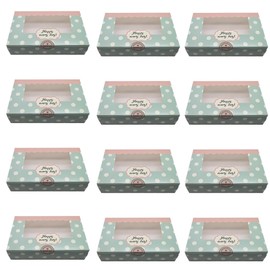 SECALIFE 6 Holes Cupcake Box, 12 Pieces Cupcake Boxes with Window Including Stickers, Cupcake Box for Carrying Displaying Tasty Muffins, Cupcakes, Fairy Cakes, Treats, Cookies