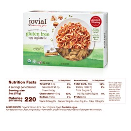 Jovial 100% Organic Gluten Free Brown Rice Pasta, Tagliatelle, 4 Count