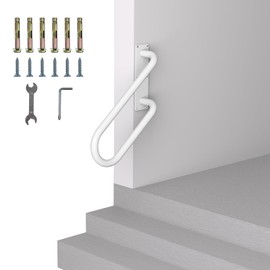 Jamb Mount Handrails for Outdoor Steps-1-3 Step Waterproof Stairs Railing-Powder Coated Side Mount Hand Rails for Indoor Stairs-Non-Slip Staircase Grab Rail for Deck/Porch/Mobile Home/Short Stairway