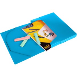 Souvik Portfolio Folder A4 Blue Translucent Postal Folder A4 School Folder Pack of 3 with Elastic Band and Inner Flaps, File Folder A4 PP Material Robust and Durable, Document Folder