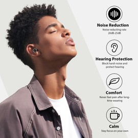 Concert Ear Plugs, Yawsoy High Fidelity Noise Cancelling Earplugs, Reusable Ear Plugs for Musicians, Raves, Focus and Sleep, 20dB Noise Reduction & Hearing Protection, 6 Pair Ear Tips in S/M/L(Clear)