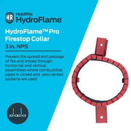 HoldRite HydroFlame 3 Inch Firestop Pipe Collar, PVC, CPVC, FRPP, ABS, PVC/ABS, HHF-PC-0300