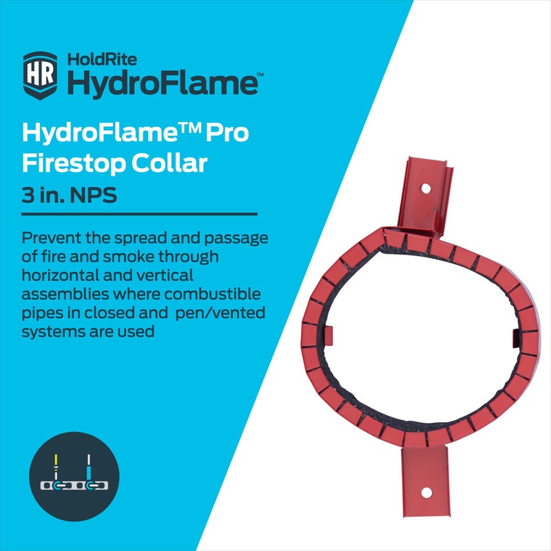HoldRite HydroFlame 3 Inch Firestop Pipe Collar, PVC, CPVC, FRPP,