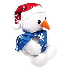 Zugar Land Plush Snowman (Red Snowflake Hat) (10 Inch) Stuffed Christmas Toy Perfect for Holiday Season Stocking Stuffer Decoration