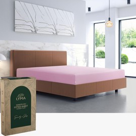 LYMA Bedding Fitted Sheet King, Deep Pocket 30CM, OEKO-TEX Certified, Ultra Soft Nanoplush Double Brushed Quick Dry Fabric, Shrink Wrinkle & Fade Resistant, Easy Care Elastic Bottom Sheet (Light Pink)