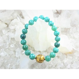 Kanoishi ∞ Ryujin [For Luck Rising Fortune, Fulfillment of Your Desire!] Gold Dragon Power Stone Bracelet, Men's, Women's, 0.6 inches (14 mm), Natural Stone, Dragon Agate, 0.4 inches (10 mm) (For