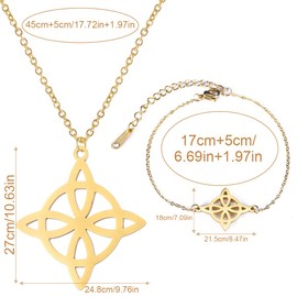 MenYiYDS 2 PCS STAINLESS STEEL WITCH CELTIC KNOT WICCAN NECKLACE GEOMETRIC PENDANT WOMEN JEWELLERY VINTAGE CELTIC KNOT NECKLACE WOMEN STERLING SILVER JEWELLERY (GOLD)