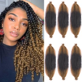 Afro Twist Hair 30 Inch Springy Afro Twist Hair 6Packs Pre Fluffed Marley Twist Braiding Hair Spring Twist Hair for Women (T/27#, 30 Inch)