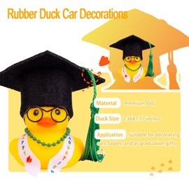 CoFuBcad Graduation Ducks Car Dashboard Decorations 2 Pack Rubber Duck Car Ornaments Accessories with Mini Graduation Hats Sashes Necklaces Glasses(I16)
