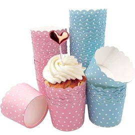 Cupcake Wrapper, Pack of 100 Cupcake Liner Case Wrapper Muffin Cases Paper Cupcake Baking Cups Paper Cakes for Baking Days Birthdays Weddings and Parties Pink Blue