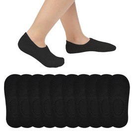 JOCMIC 10 Pairs Girls No show Socks Boys Non Slip Low Cut Socks for Kids Toddler 9-12Y Black