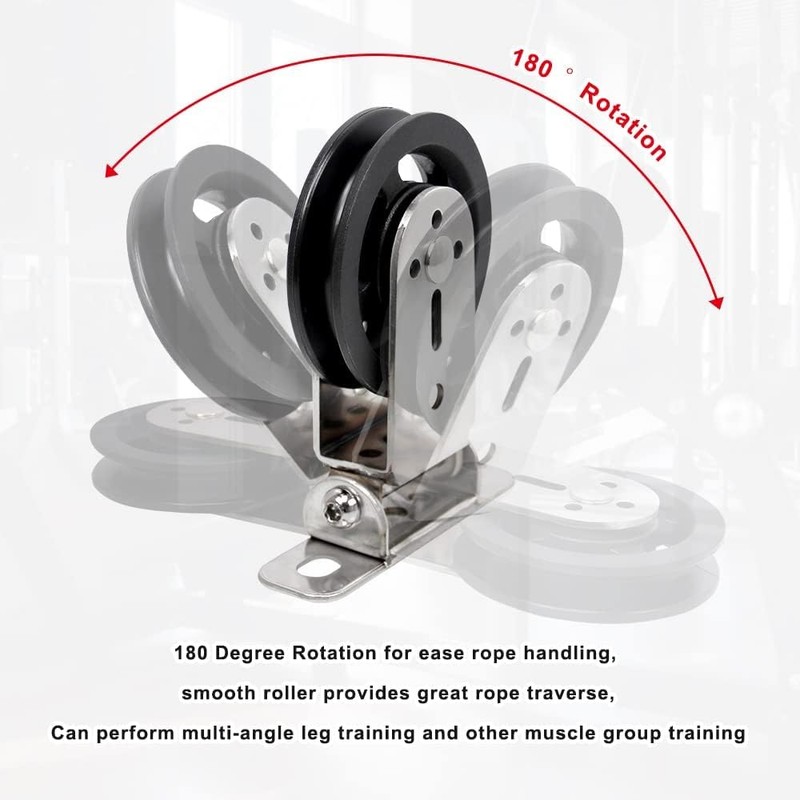 CNQLIS Gym Pulley Blocks,3.46in/90mm Wall Mount Fixed Pulley Wheel Rotation