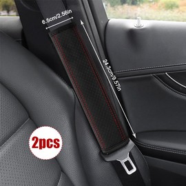 HQRNYP 2PCS Car Seat Belt Cover, Car Seat Strap Pads, More Comfort Driving Cushion Helps Protect Your Neck and Shoulders, Universal Car Accessories Safety Strap Cover Fit for SUV Truck RV (Red Line)