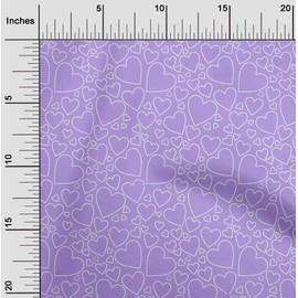 oneOone Cotton Jersey Violet Fabric Valentine Heart Quilting Supplies Print Sewing Fabric by The Yard 58 Inch Wide