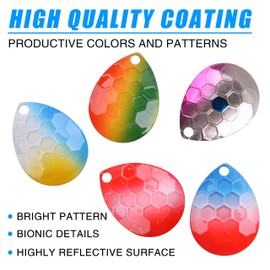 Spinner Blades for Lure Making Kit, 30pcs Fishing Blades Mixed Colors Hammered Colorado Blades Lure Making Supplies for Spinner Spinnerbaits Walleye Rig DIY Crawler Harness Trout Salmon Bass Fishing