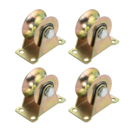 PATIKIL 4 Pcs U-Type Groove Pulley, 2 Inch Groove Wheel Caster for Sliding Gate, Industrial Machines, Wire Rope Rail, Loading Capacity 441 Lbs