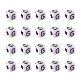 FASHEWELRY 200Pcs Cube White Acrylic Letter Beads 5x5x5mm Letter G Alphabet Beads for DIY Bracelet Necklace Jewelry Making
