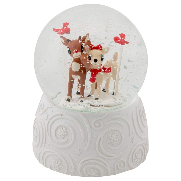 Rudolph With Clarice Musical 6 Inch Globe Plays The Tune Rudolph The Red Nose Reindeer