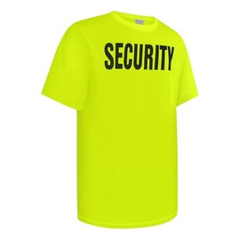 Uno Mejor Security T Shirts for Men Safety Work Shirt for Security Guard, Front Back Print T Shirts for Men, Supermarket, School, ABDX-Yellow L