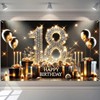 BlissYard Happy 18th Birthday Backdrop Banner 71x43 Inch Black and