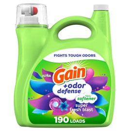 Gain Odor Defense Liquid Fabric Softener, Super Fresh Blast scent, 140 FL OZ, 190 loads, 2 in 1 Freshness plus Odor Protection