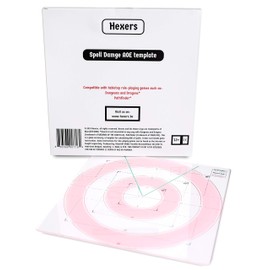 Hexers Spell Damage AOE Template, Dungeons and Dragons D&D DND Pathfinder RPG Compatible, templates for Line Cone Square or Circle Spells, converts inches to in Game feet