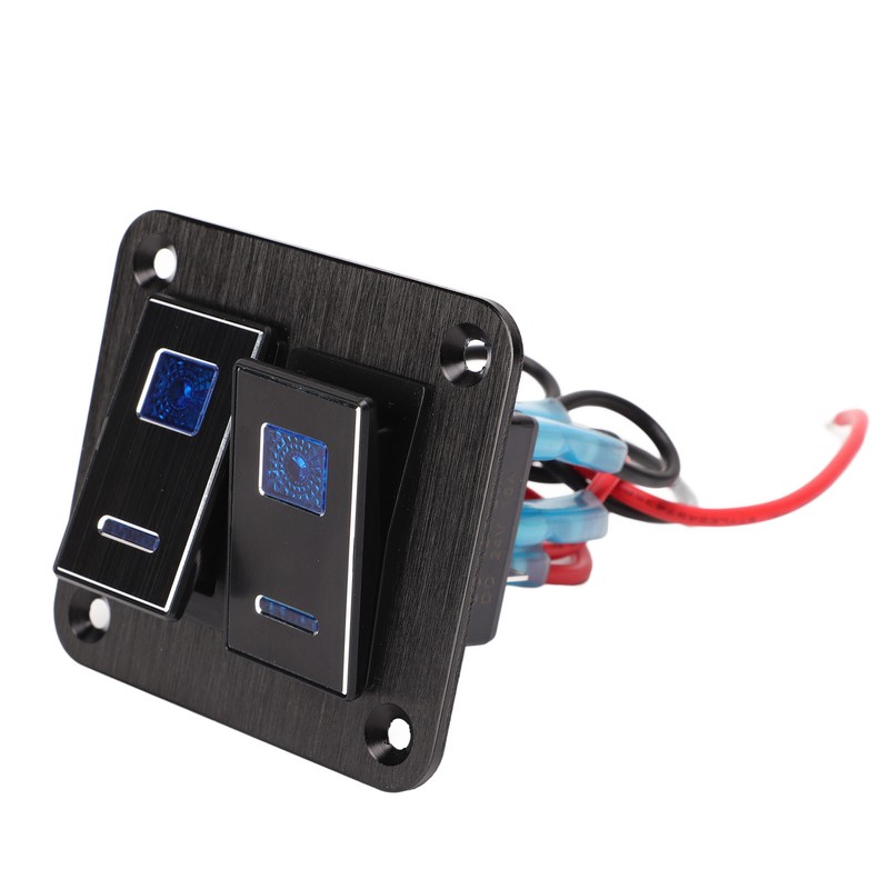 2 Gang Rocker Switch Panel Waterproof ON OFF Blue Backlit