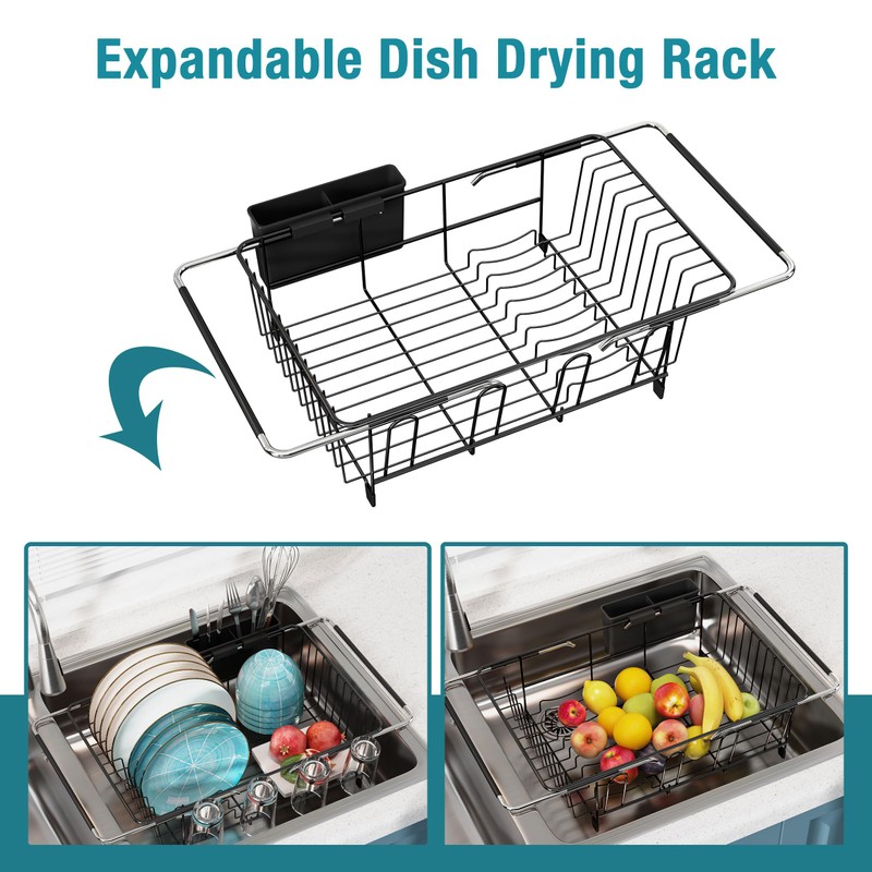 JASIWAY Dish Drying Rack in Sink, Over The Sink Colander