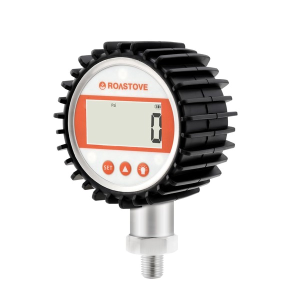 Roastove 3-1/8" Dial Size, Digital Pressure Gauge, 0-3000psi/bar/Mpa/Kpa, 1/4" NPT