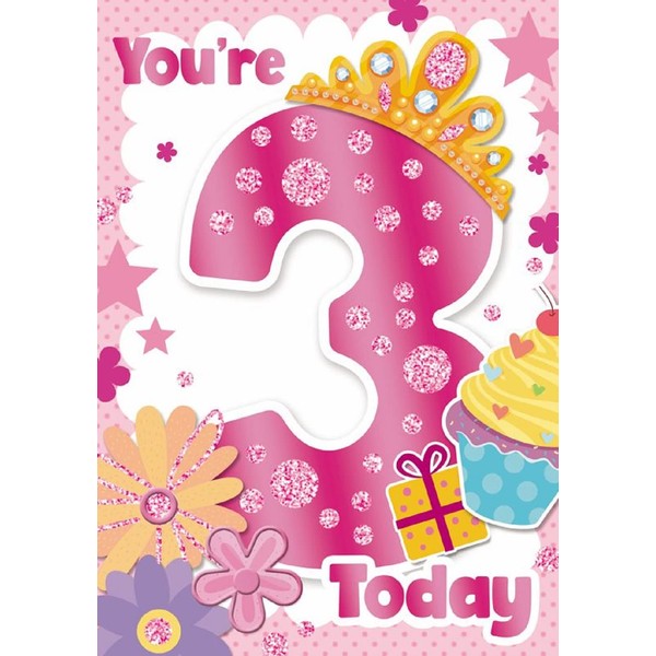 Sensations / Xpress Yourself Birthday Card for Age 3 Girl