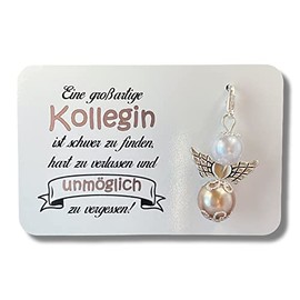 Schutzengel Schlüsselanhänger Kollegin Geschenk Abschied Karte Perlenengel Engel